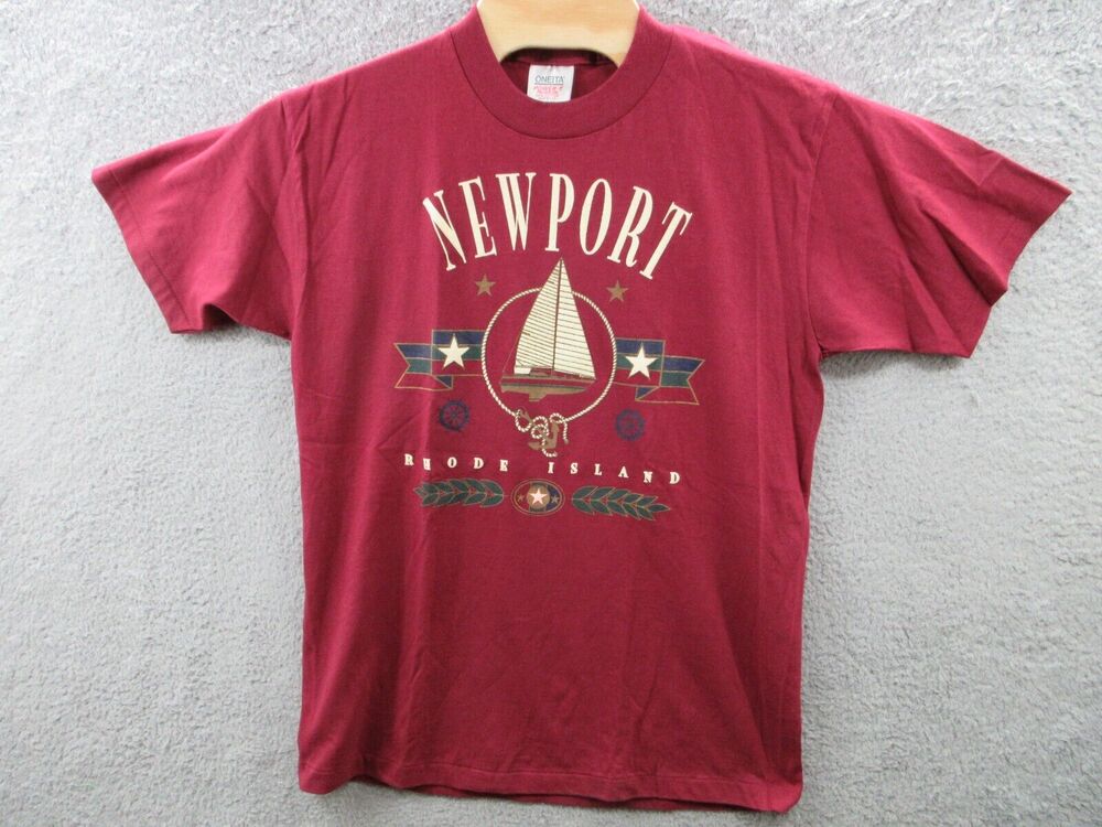 Vintage NEWPORT RHODE ISLAND Sailboat ONEITA Men Large Single Stitch Puffy Paint
